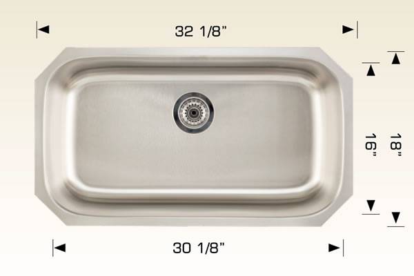 Kitchen Sink 32 1/8" X 18" X 9" Bosco Builder Series #207026