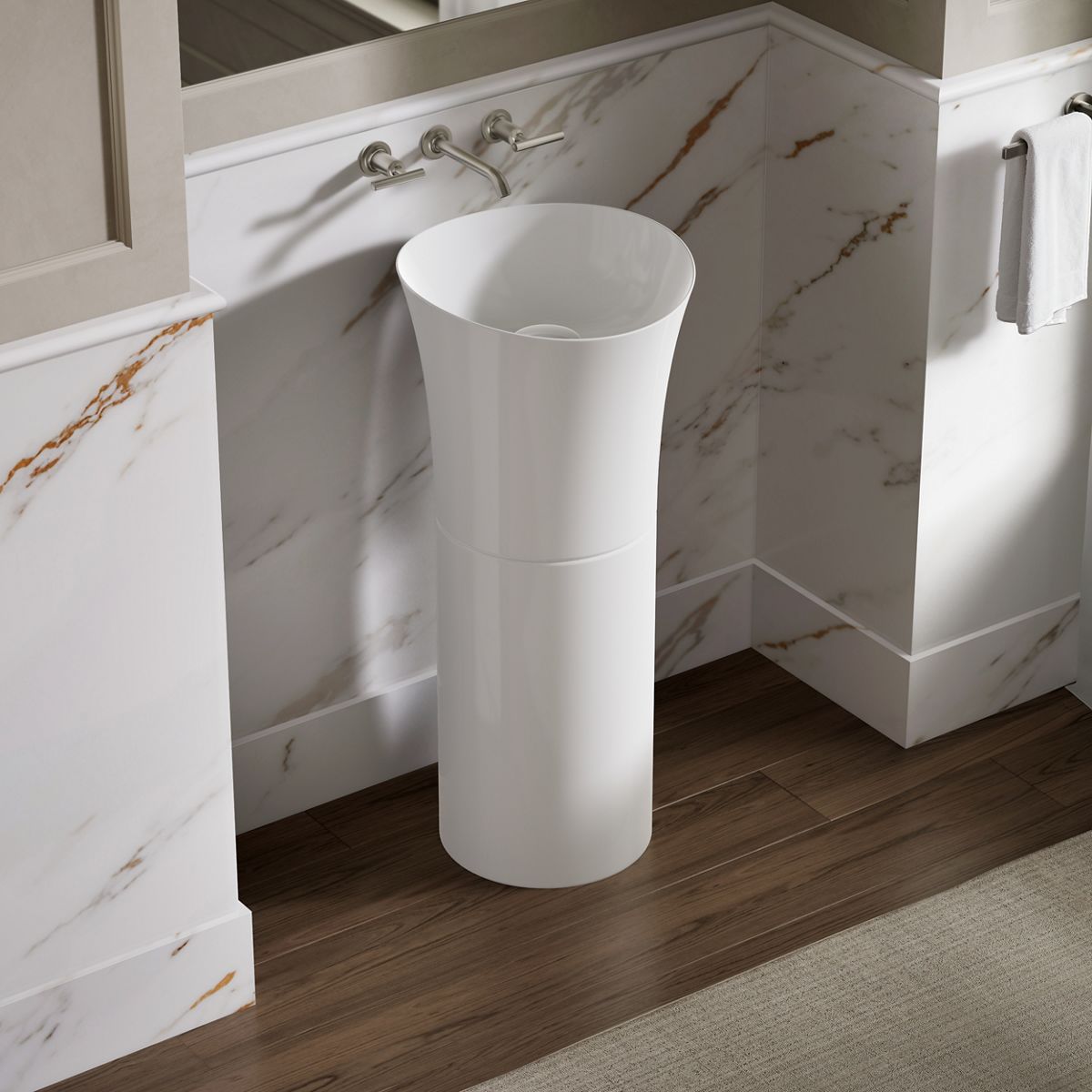 Veil™ 16" round vessel bathroom sink or pedestal sink basin, no overflow