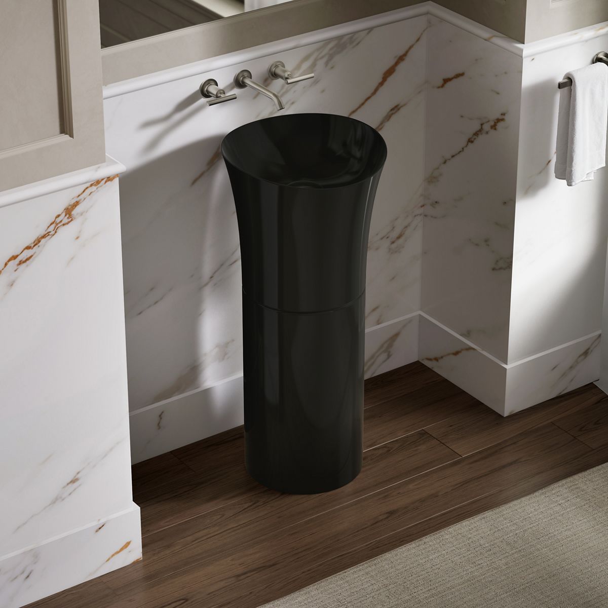 Veil™ 16" round vessel bathroom sink or pedestal sink basin, no overflow