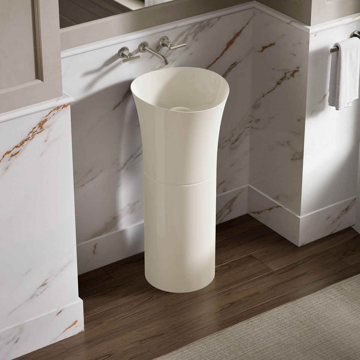 Veil™ 16" round vessel bathroom sink or pedestal sink basin, no overflow