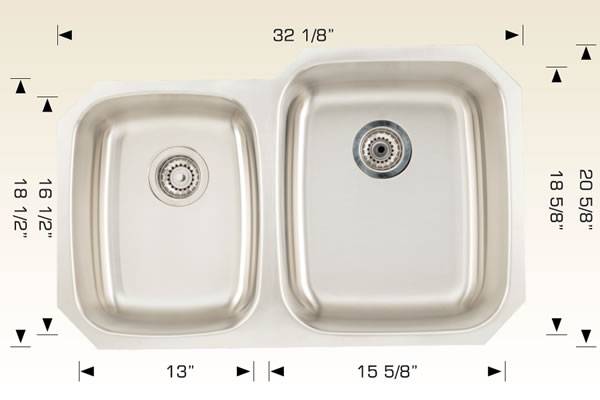 Kitchen Sink 32 1/8" X 20 5/8" X 9" Bosco Builder Series #207036