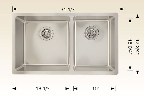 Stainless Steel Sinks 31 1/2" X 17 3/4" X 9" 207119