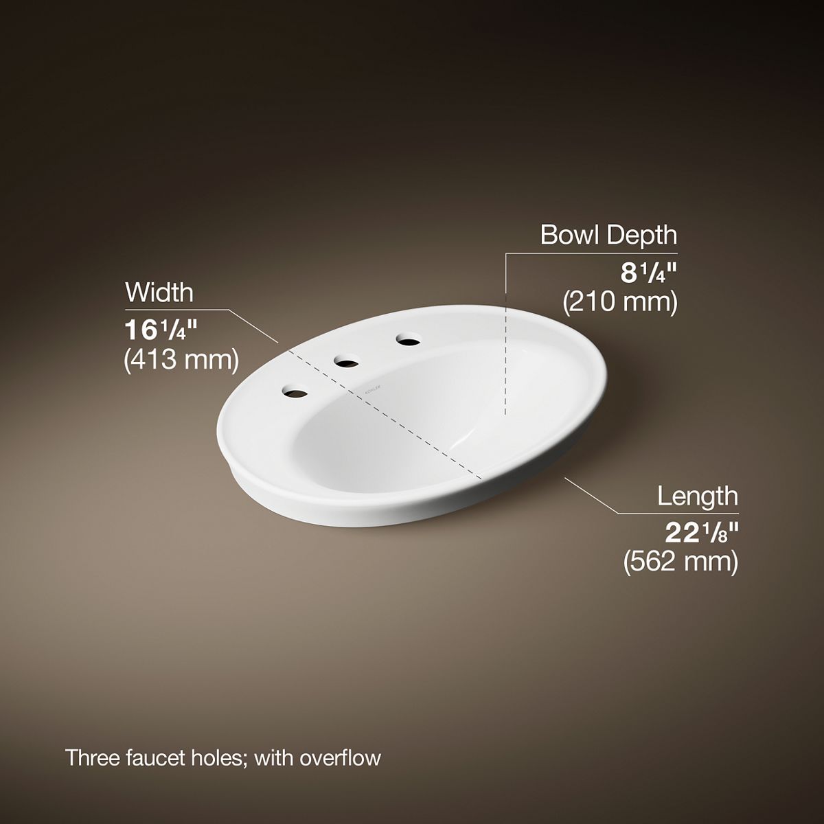 Serif® 22-1/4" oval drop-in bathroom sink
