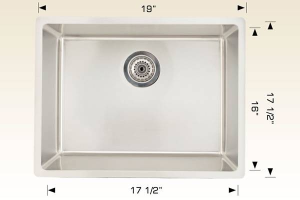 Kitchen Sink 19" X 17 1/2" X 8" Bosco Builder Series #208017
