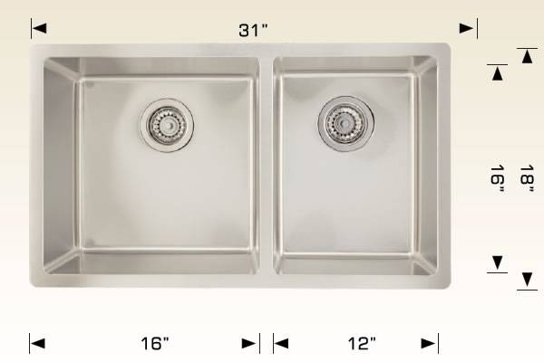 Kitchen Sink 31" X 18" X 9"bosco Builder Series #208021