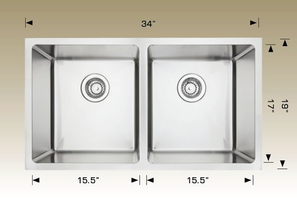 Stainless Steel Sinks 34" X 19" X 9" 208056