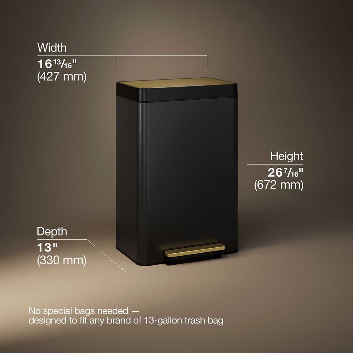 13-gallon stainless steel step trash can