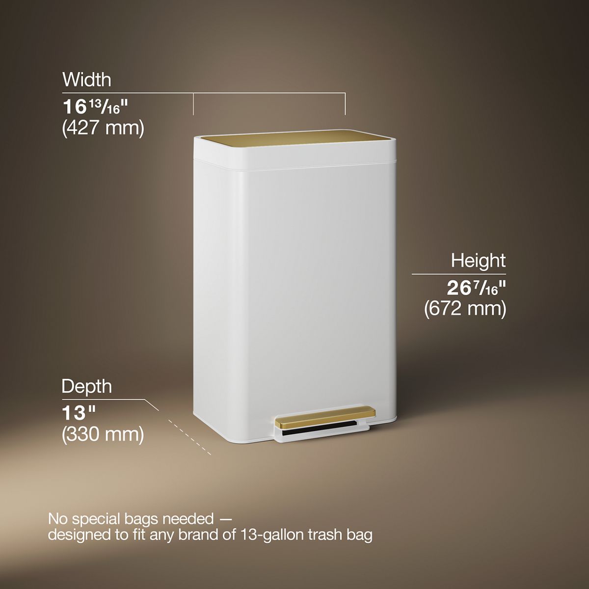 13-gallon stainless steel step trash can