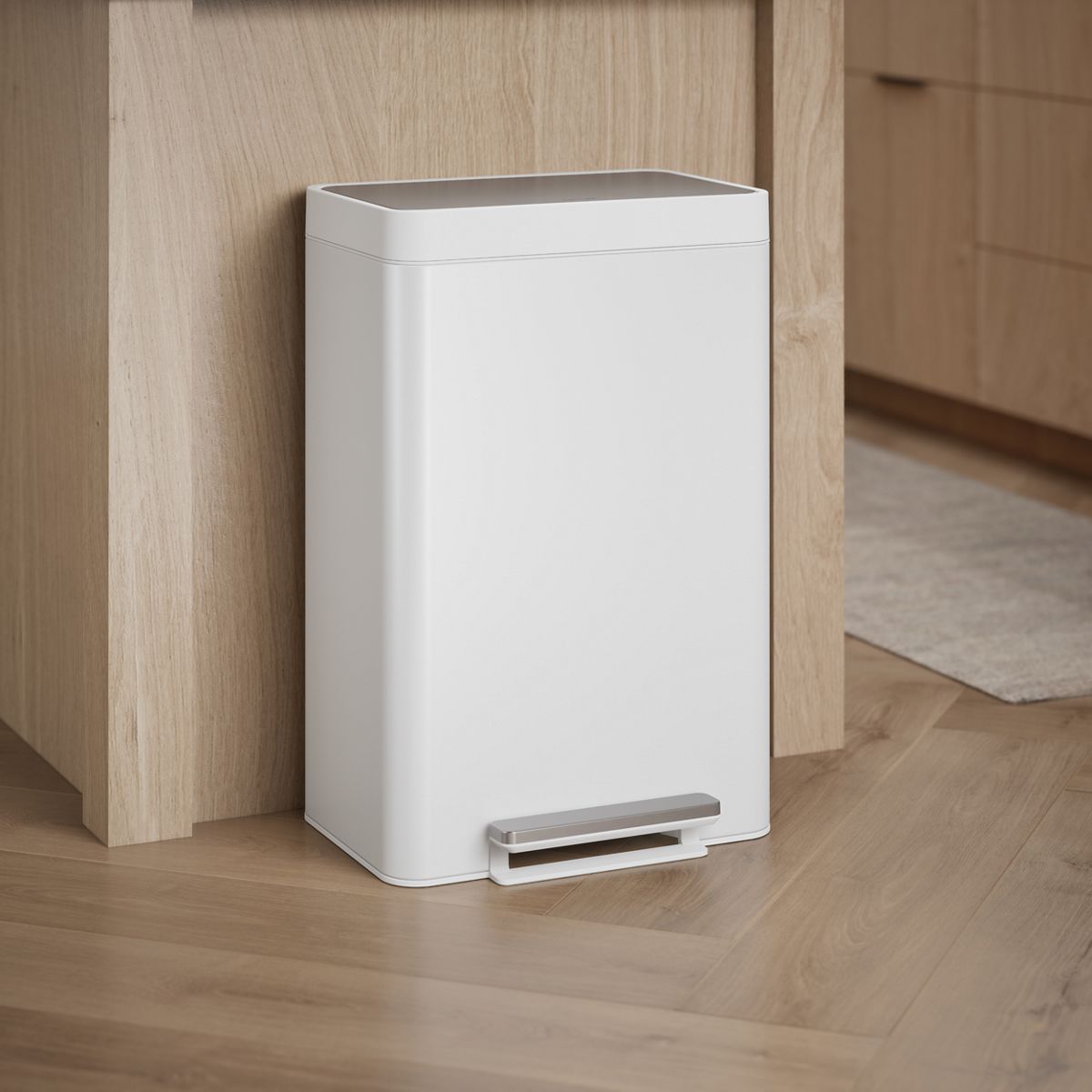 Dual-compartment step trash can