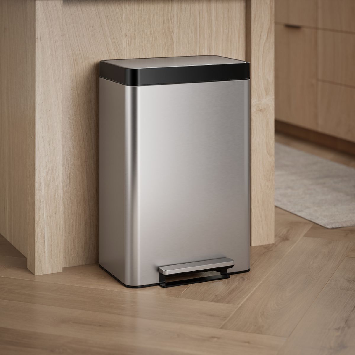 Dual-compartment step trash can