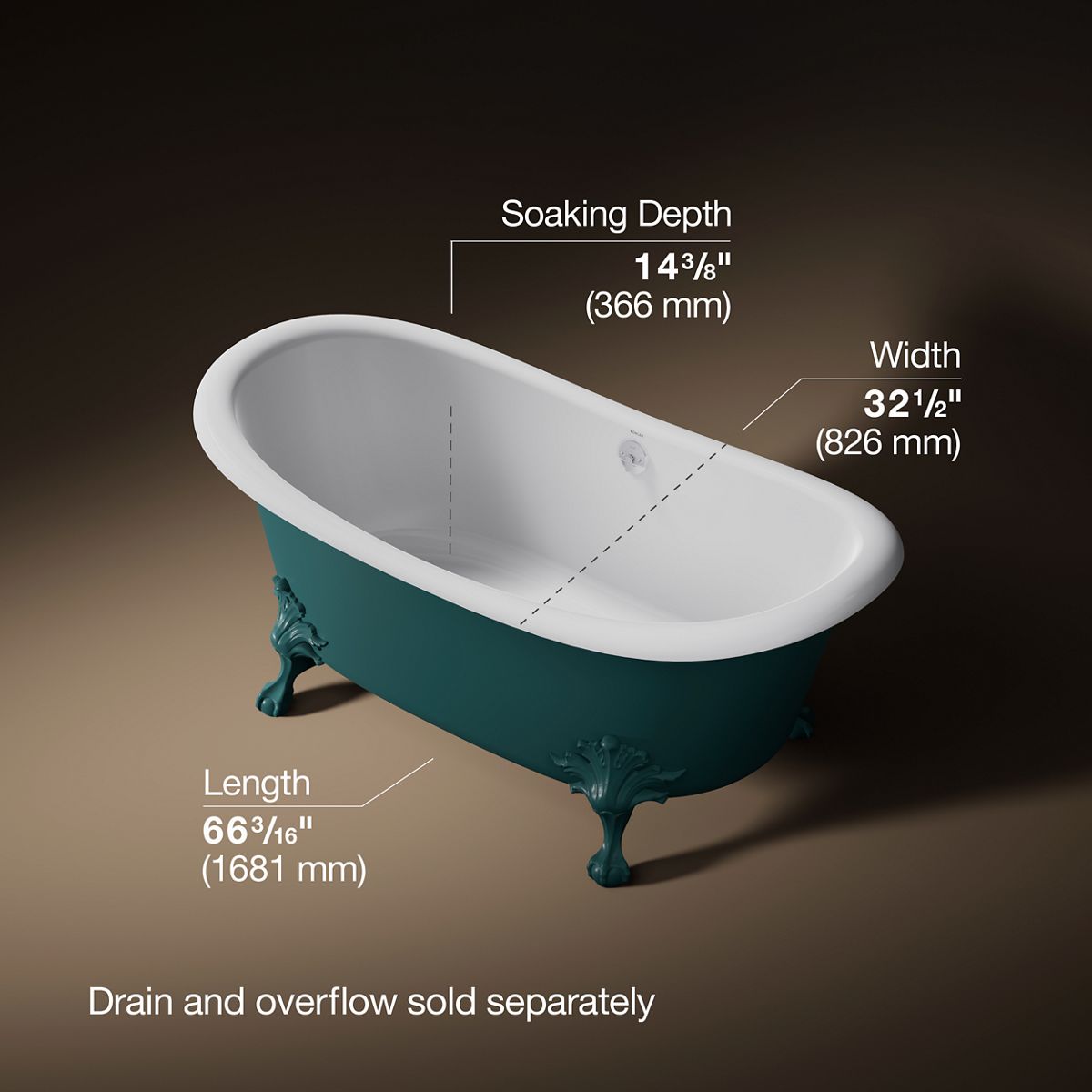 Artifacts™ 66-1/8" x 32-1/2" freestanding bath