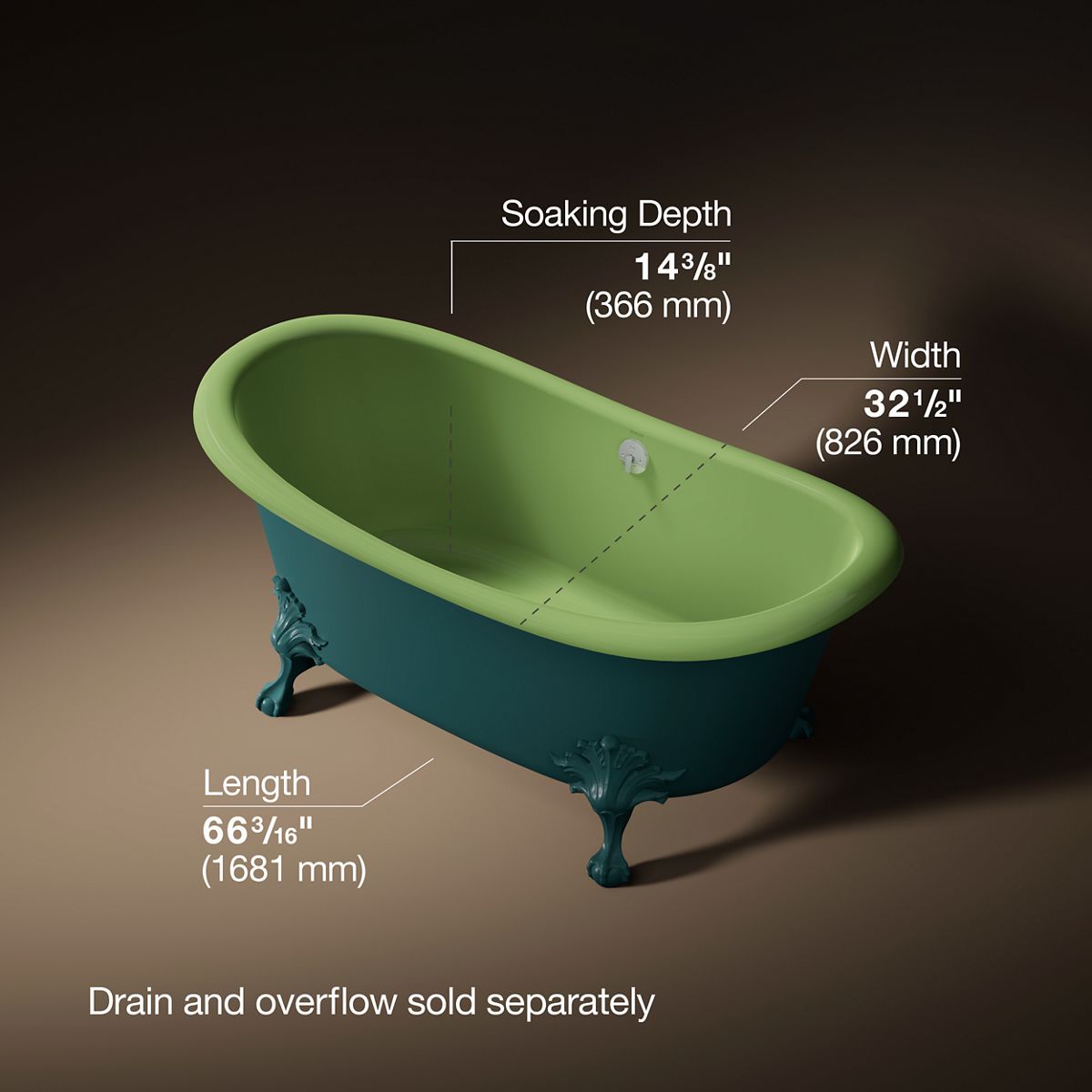Artifacts™ 66-1/8" x 32-1/2" freestanding bath