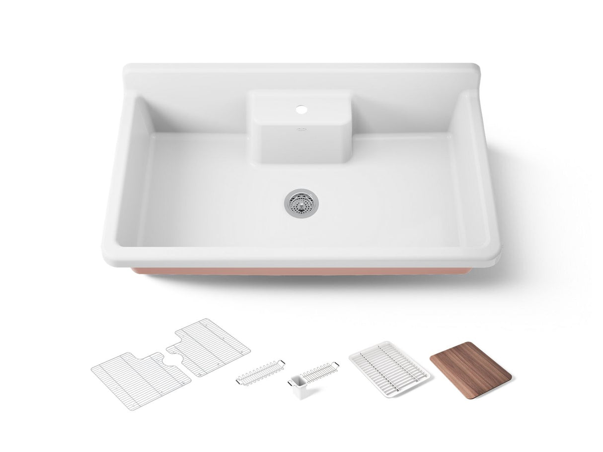 Farmstead® 45" top-/wall-mount single-bowl workstation farmhouse kitchen sink
