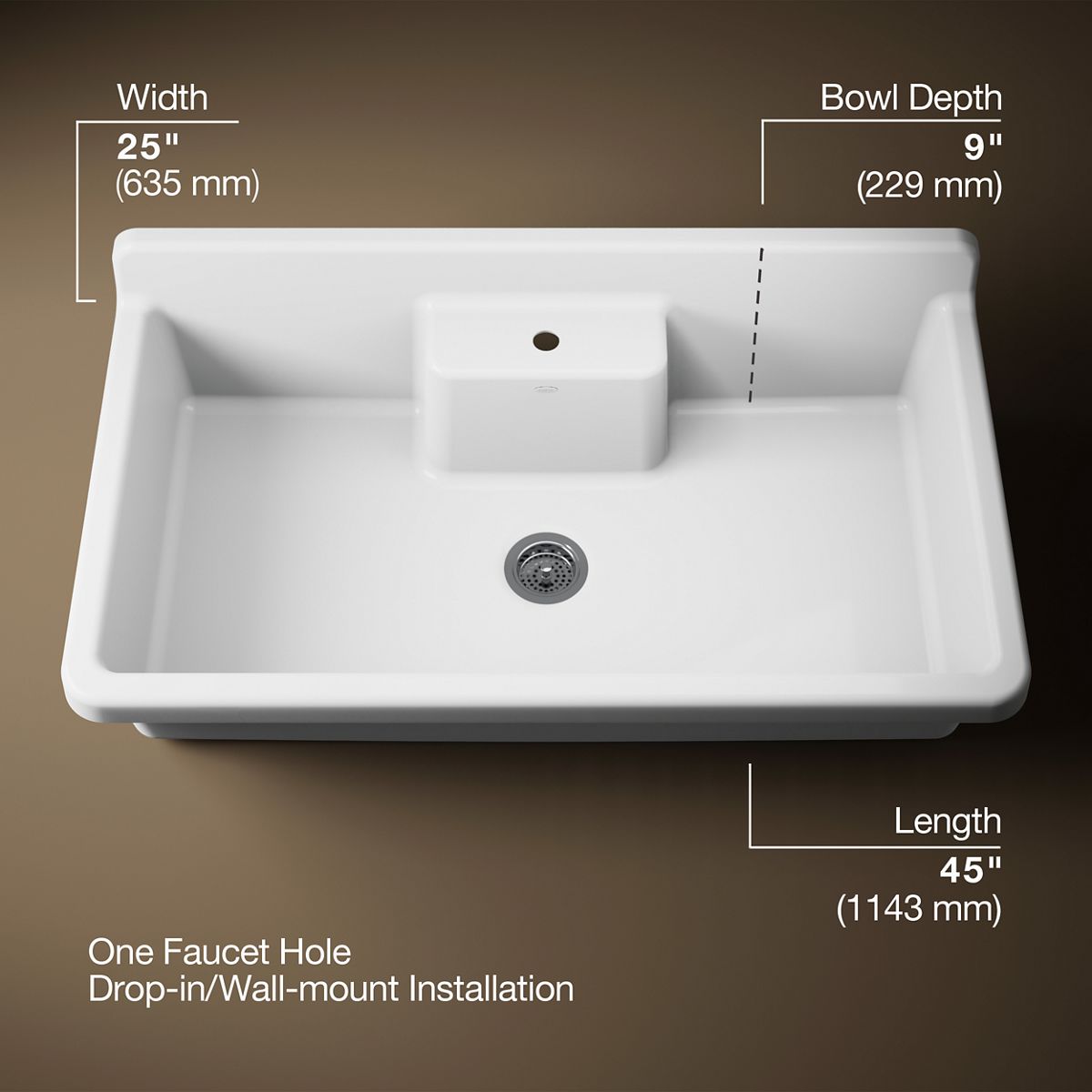 Farmstead® 45" top-/wall-mount single-bowl workstation farmhouse kitchen sink