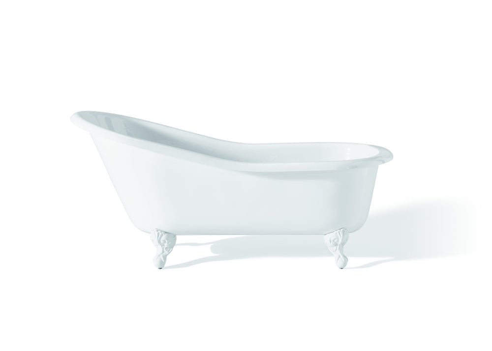 SLIPPER Cast Iron Bathtub with Continuous Rolled Rim 2108-WW