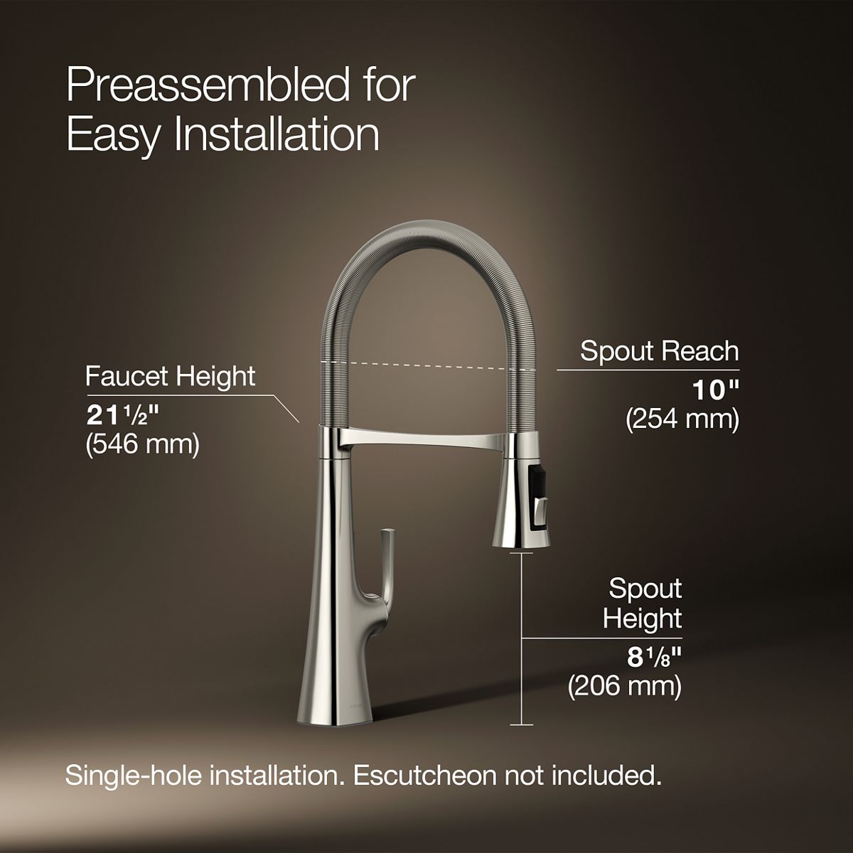 Graze® Semi-professional kitchen sink faucet with three-function sprayhead