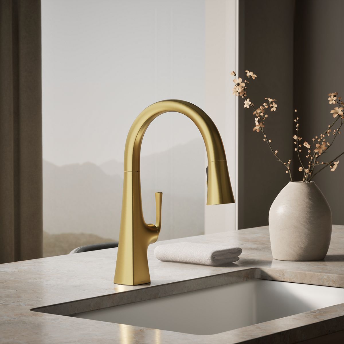 Graze® Pull-down kitchen sink faucet with three-function sprayhead