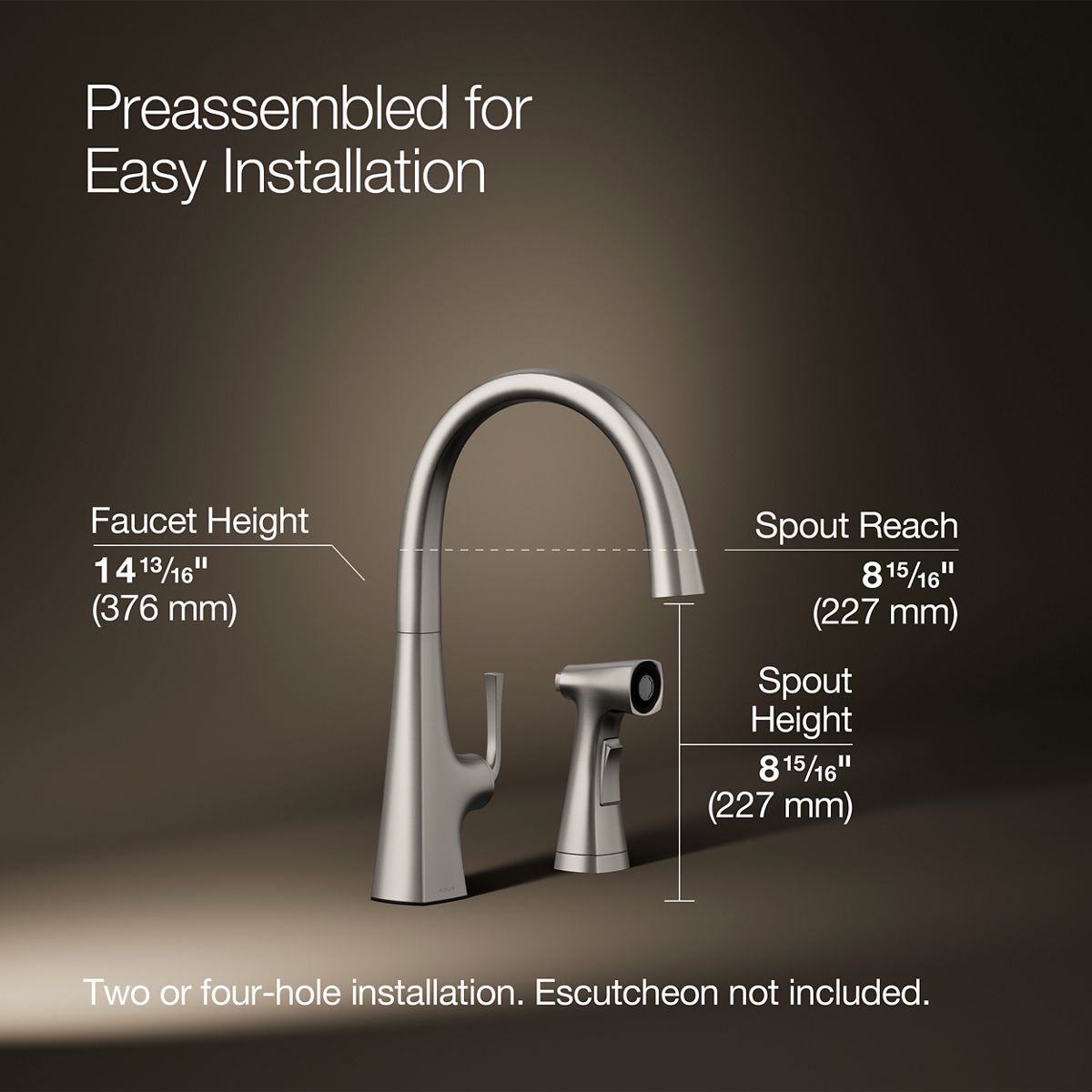 Graze® Single-handle kitchen sink faucet with two-function side sprayer