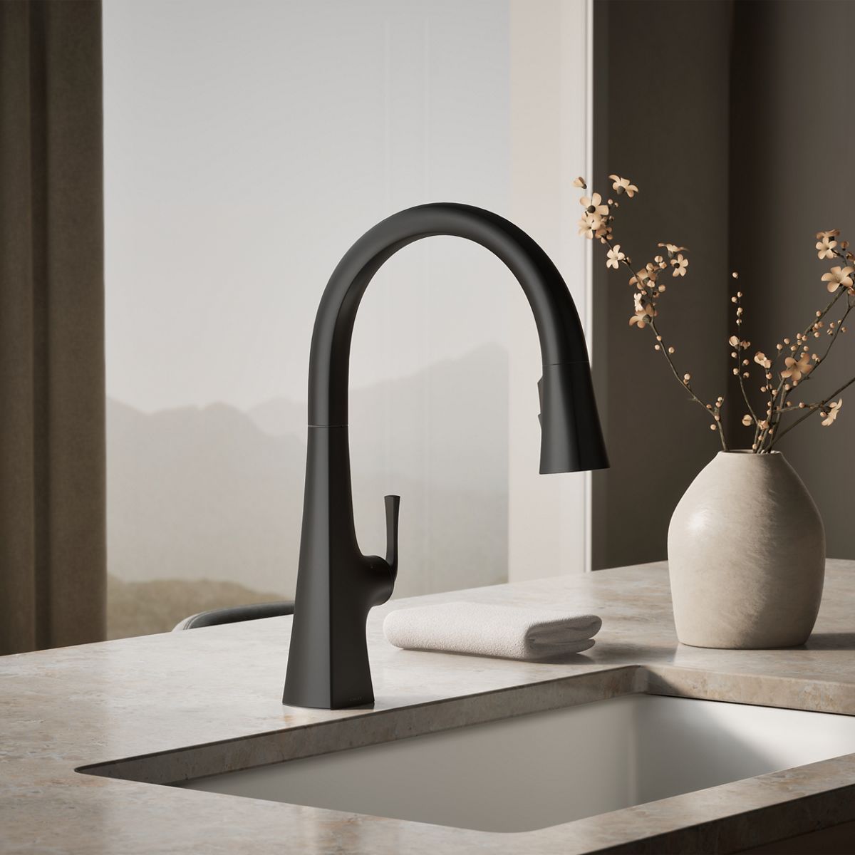 Graze® Touchless pull-down kitchen sink faucet with three-function sprayhead