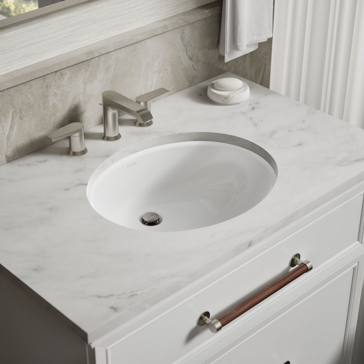 Caxton® 19-1/4" oval undermount bathroom sink with glazed underside, no overflow