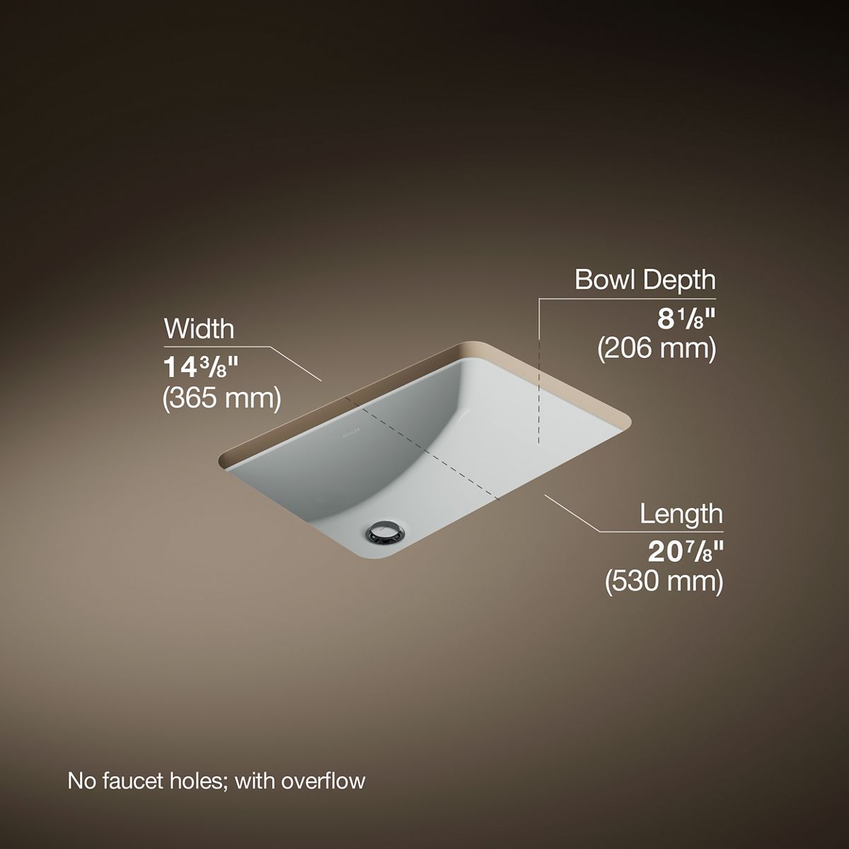 Ladena® 21" rectangular undermount bathroom sink