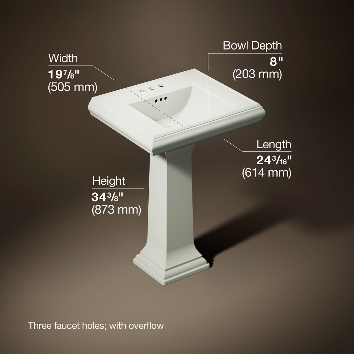 Memoirs® Classic 24-1/4" rectangular pedestal bathroom sink