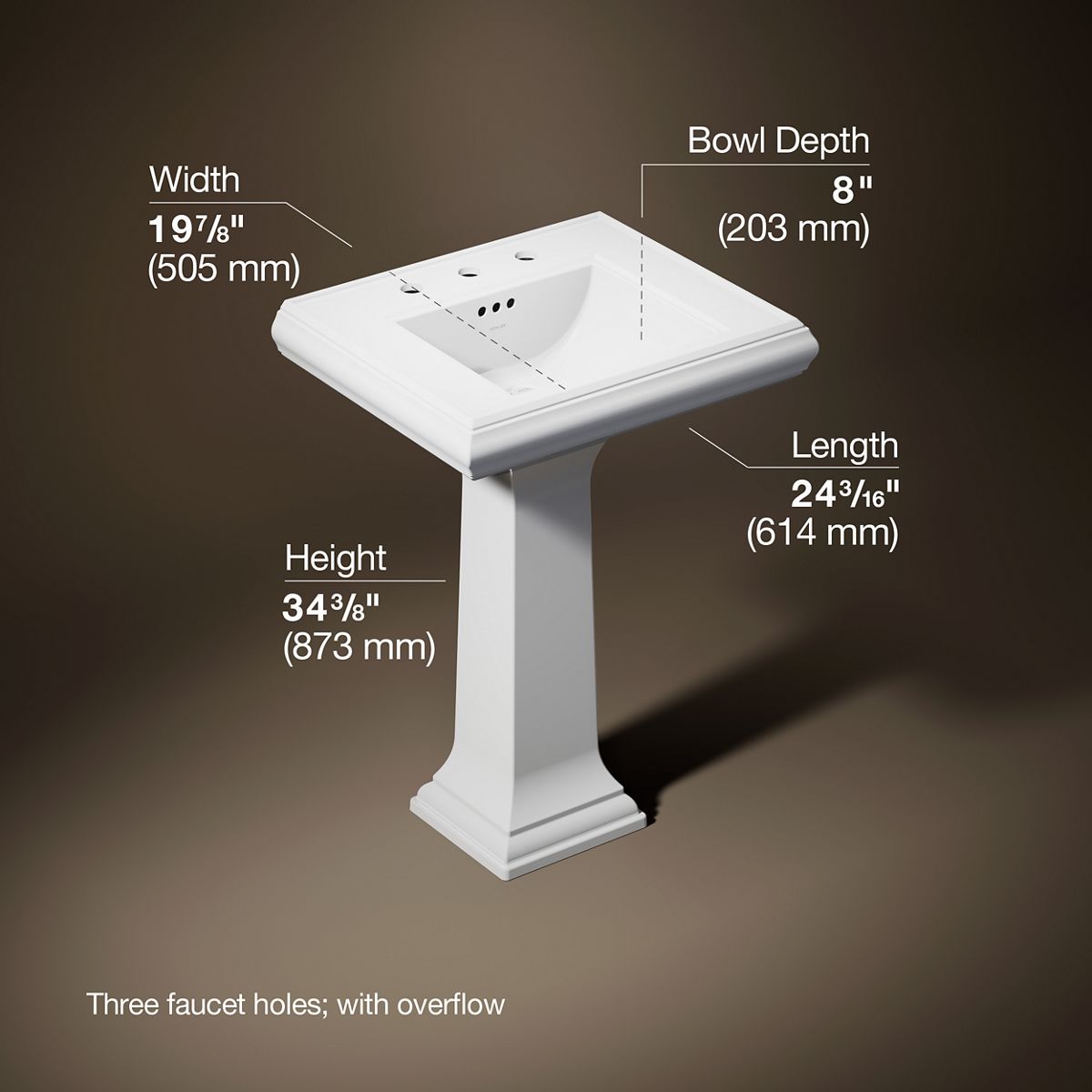 Memoirs® Classic 24-1/4" rectangular pedestal bathroom sink