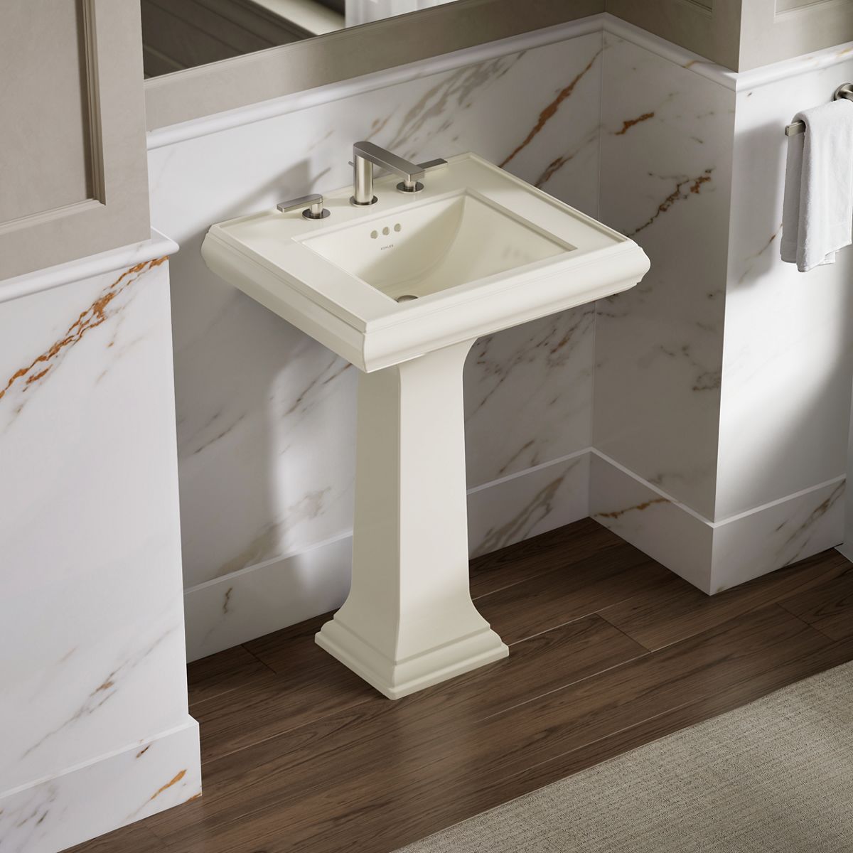 Memoirs® Pedestal/console table bathroom sink basin with 8" widespread faucet holes