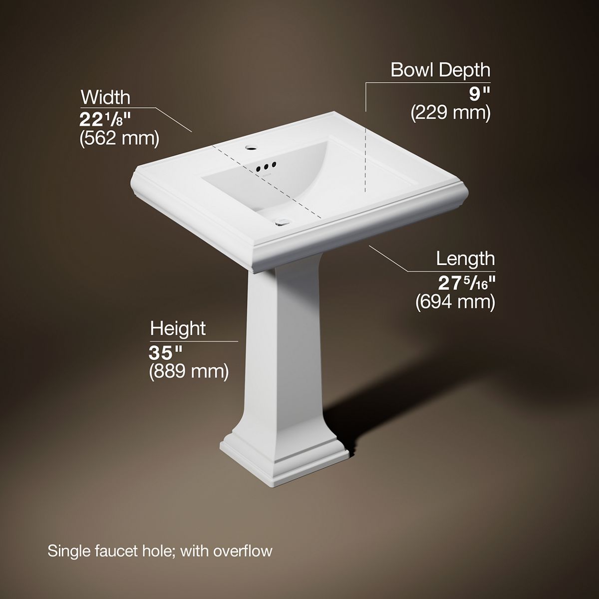 Memoirs® Classic 27-1/4" rectangular pedestal bathroom sink