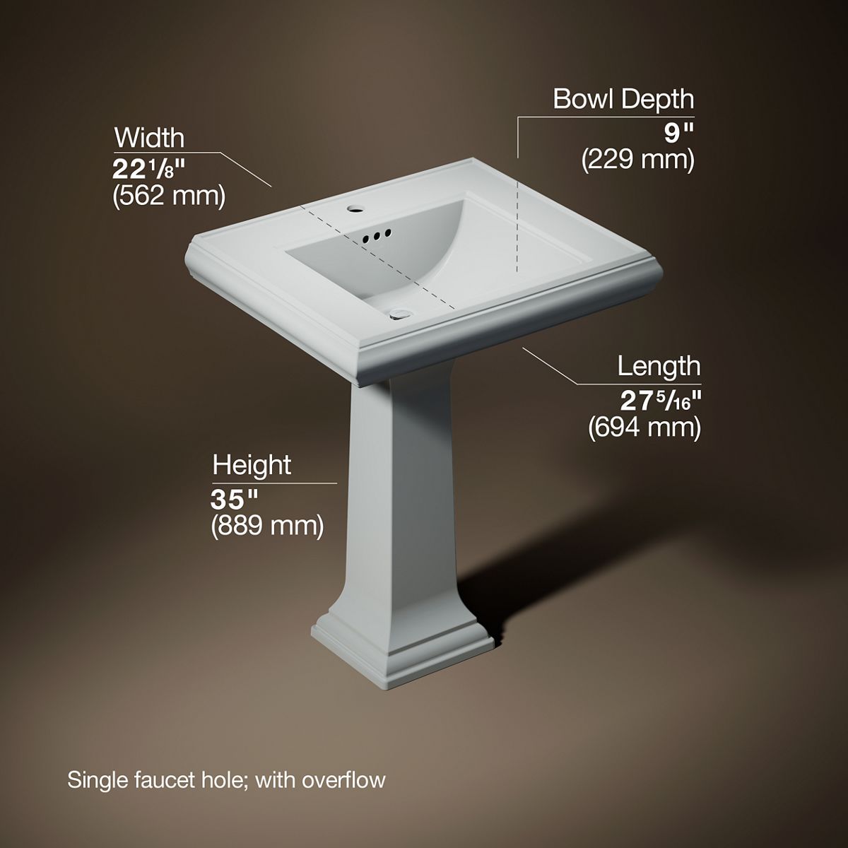 Memoirs® Classic 27-1/4" rectangular pedestal bathroom sink