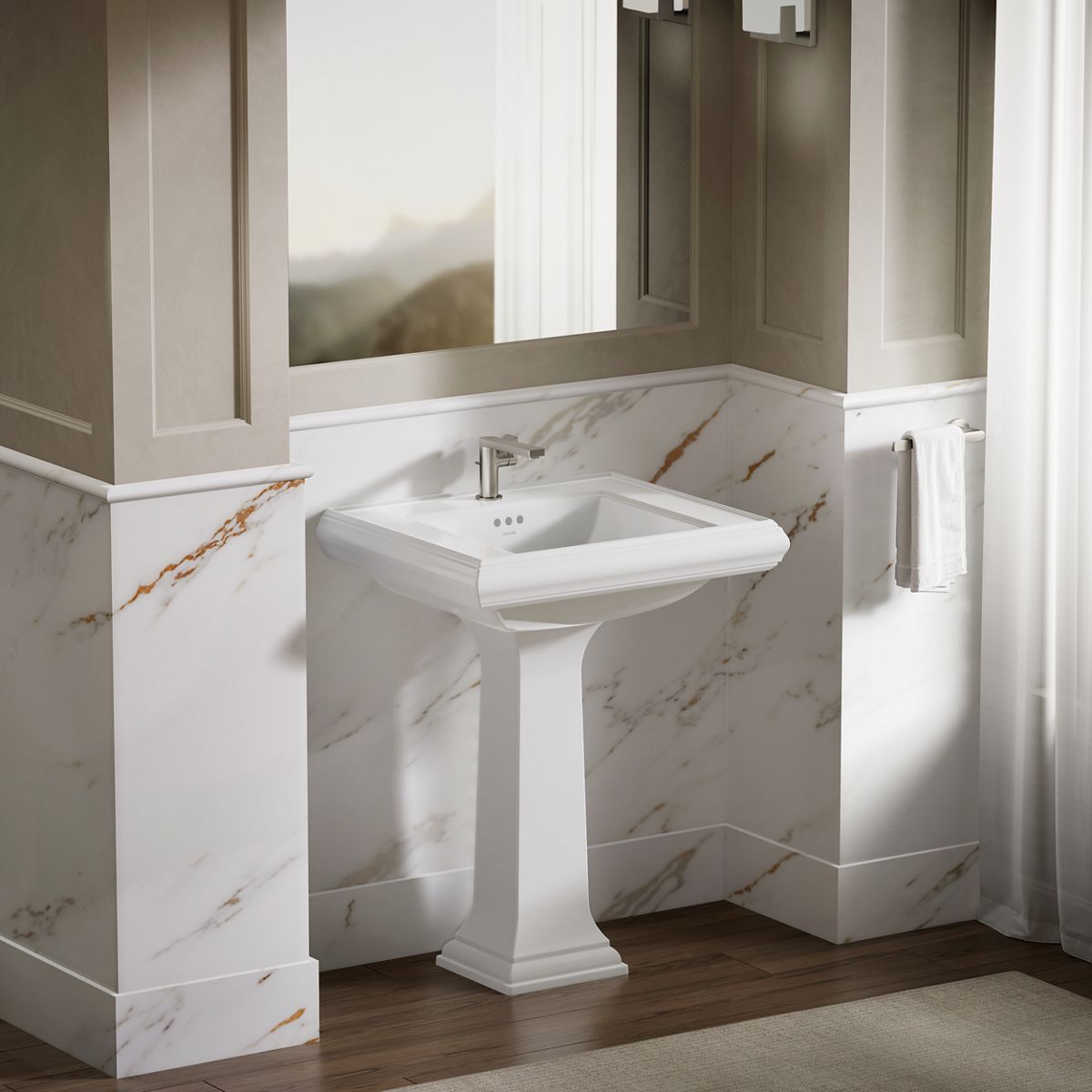 Memoirs® Pedestal/console table bathroom sink basin with single faucet-hole drilling