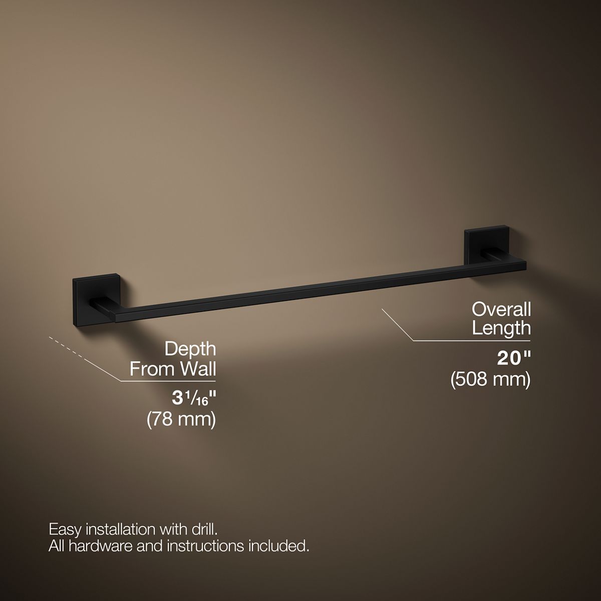 Square 18" towel bar