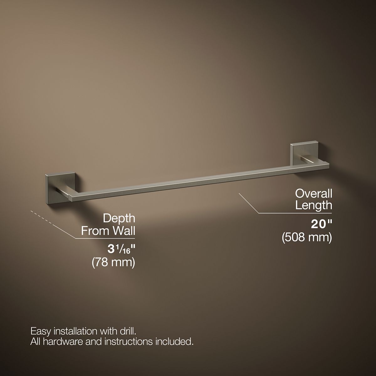 Square 18" towel bar