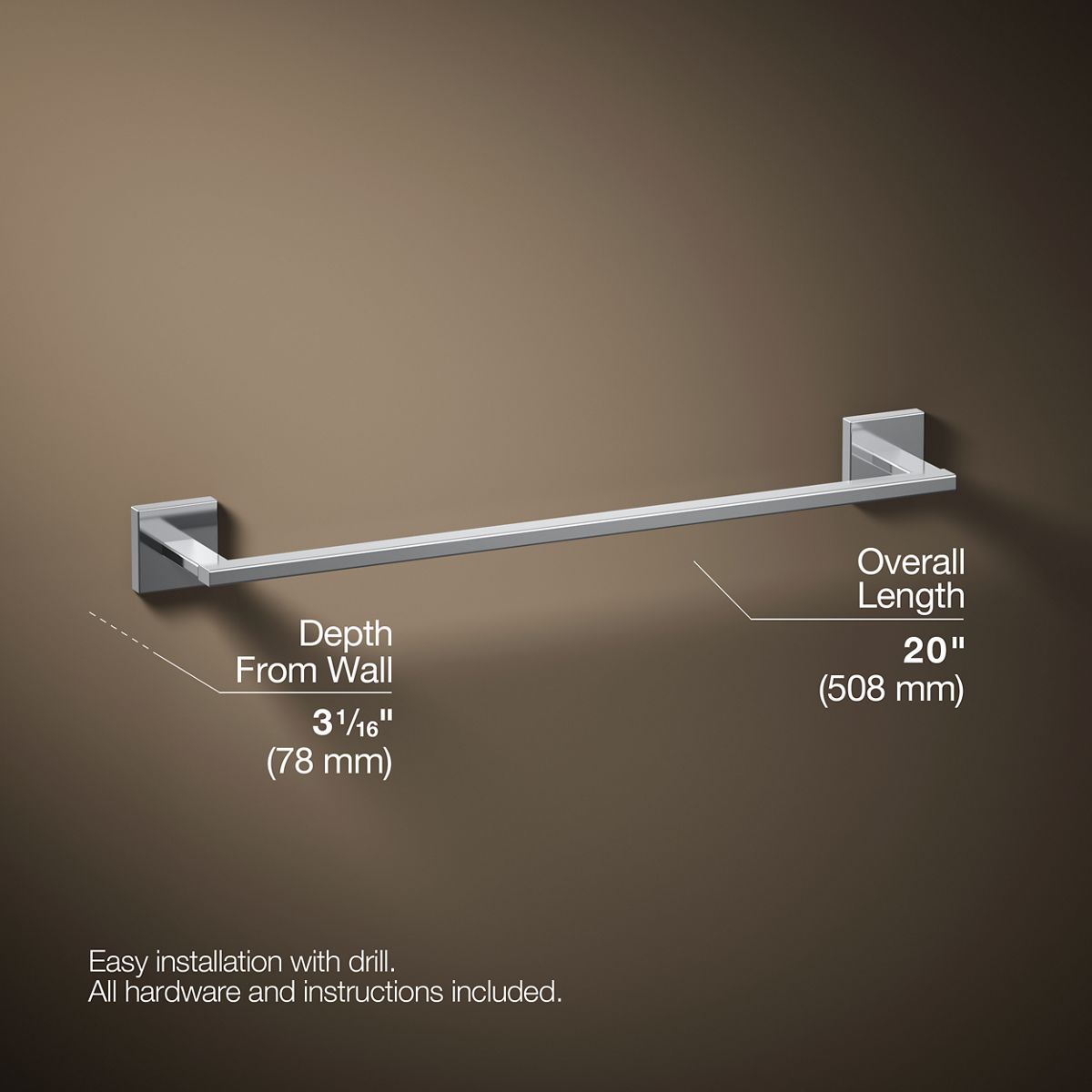 Square 18" towel bar