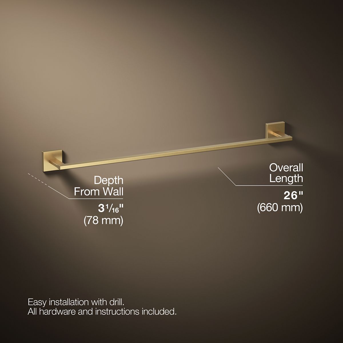 Square 24" towel bar