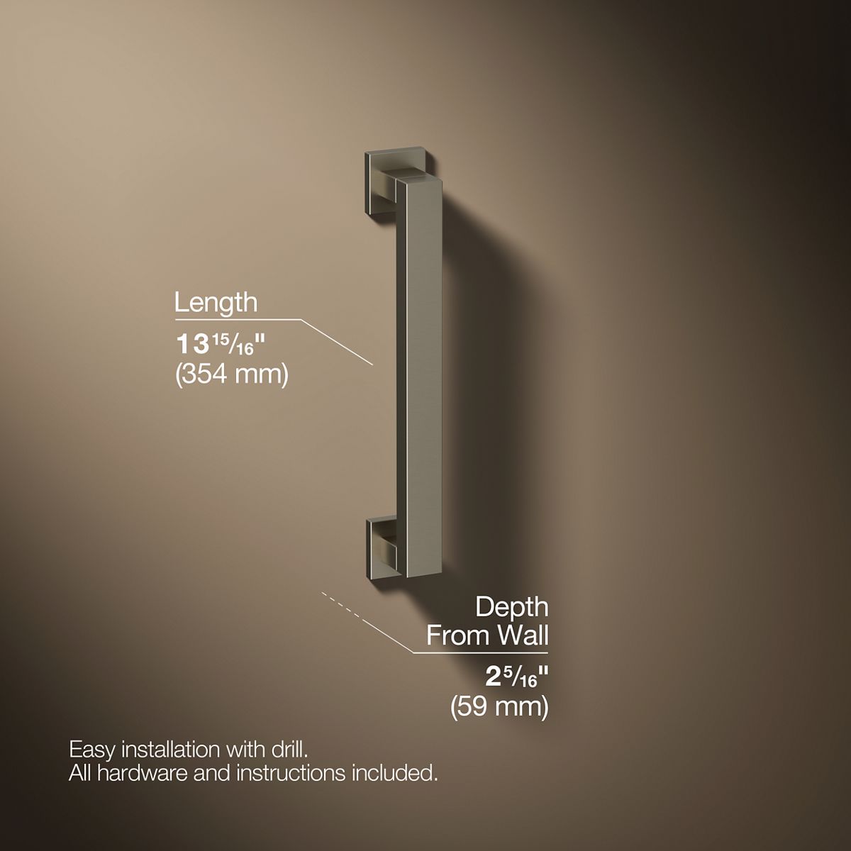 Square 12" grab bar