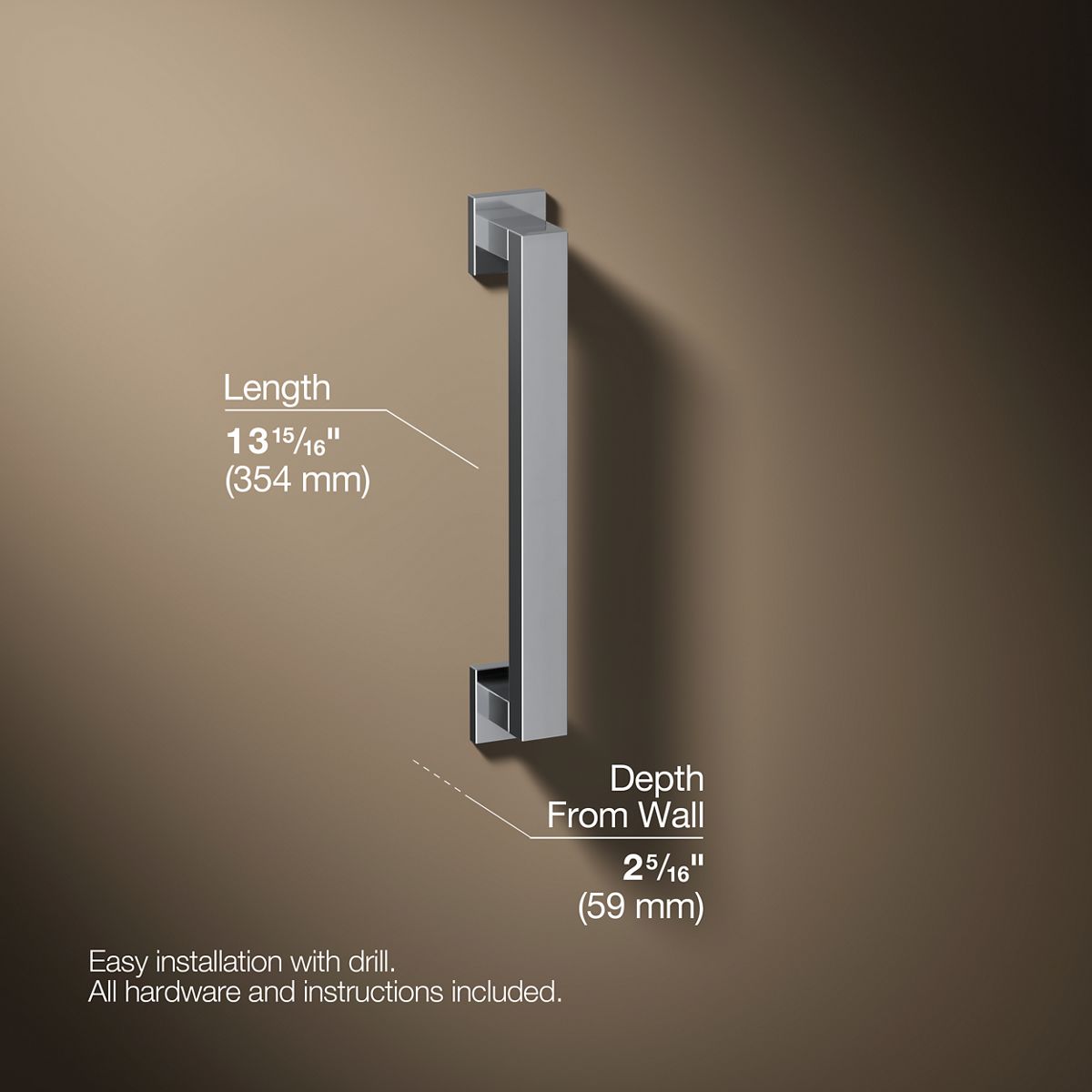 Square 12" grab bar