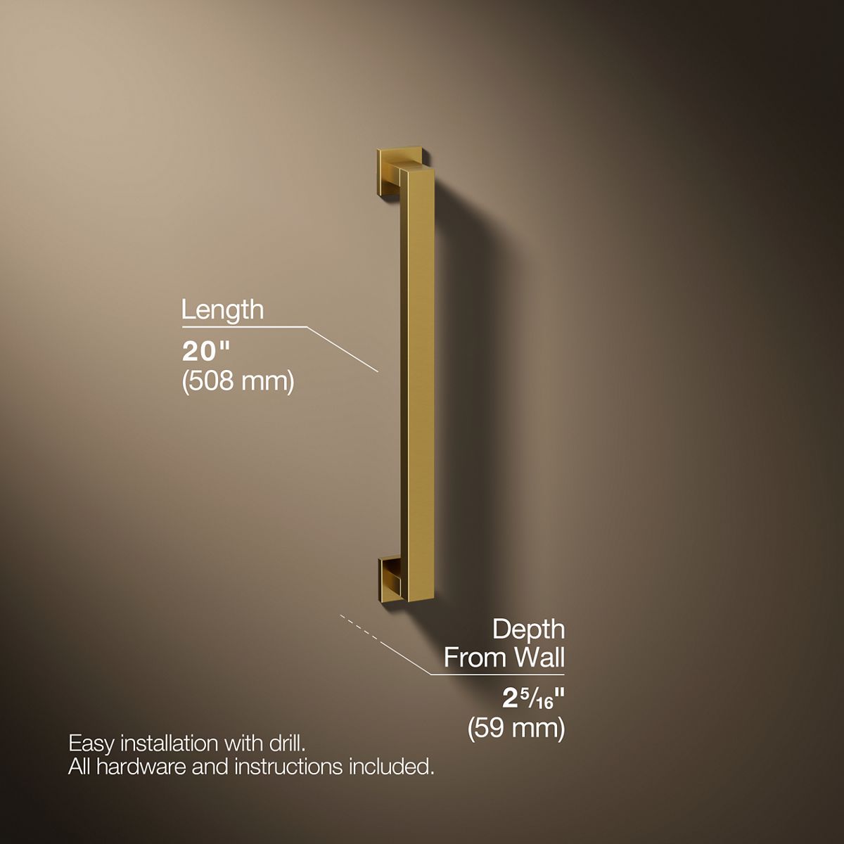 Square 18" grab bar