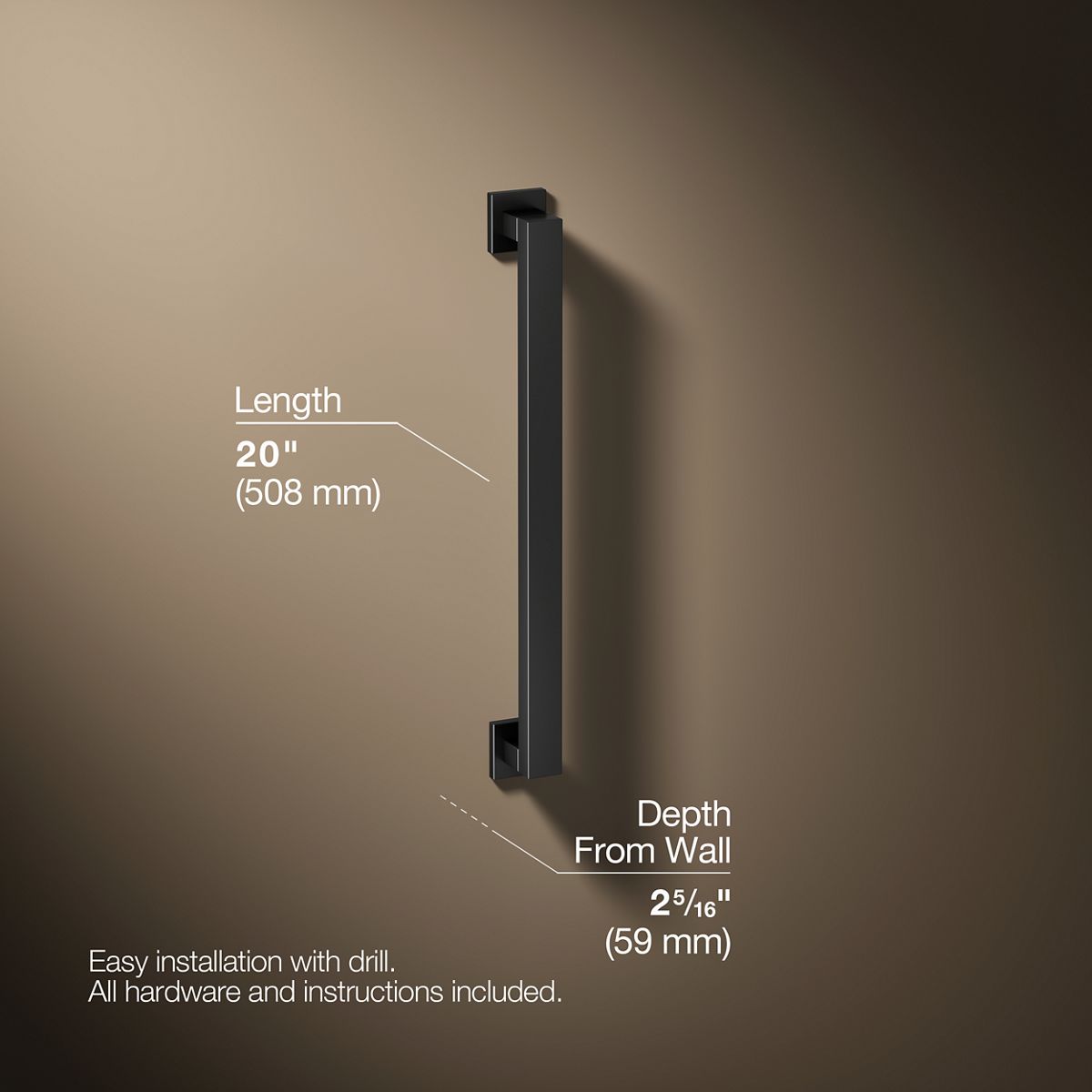 Square 18" grab bar