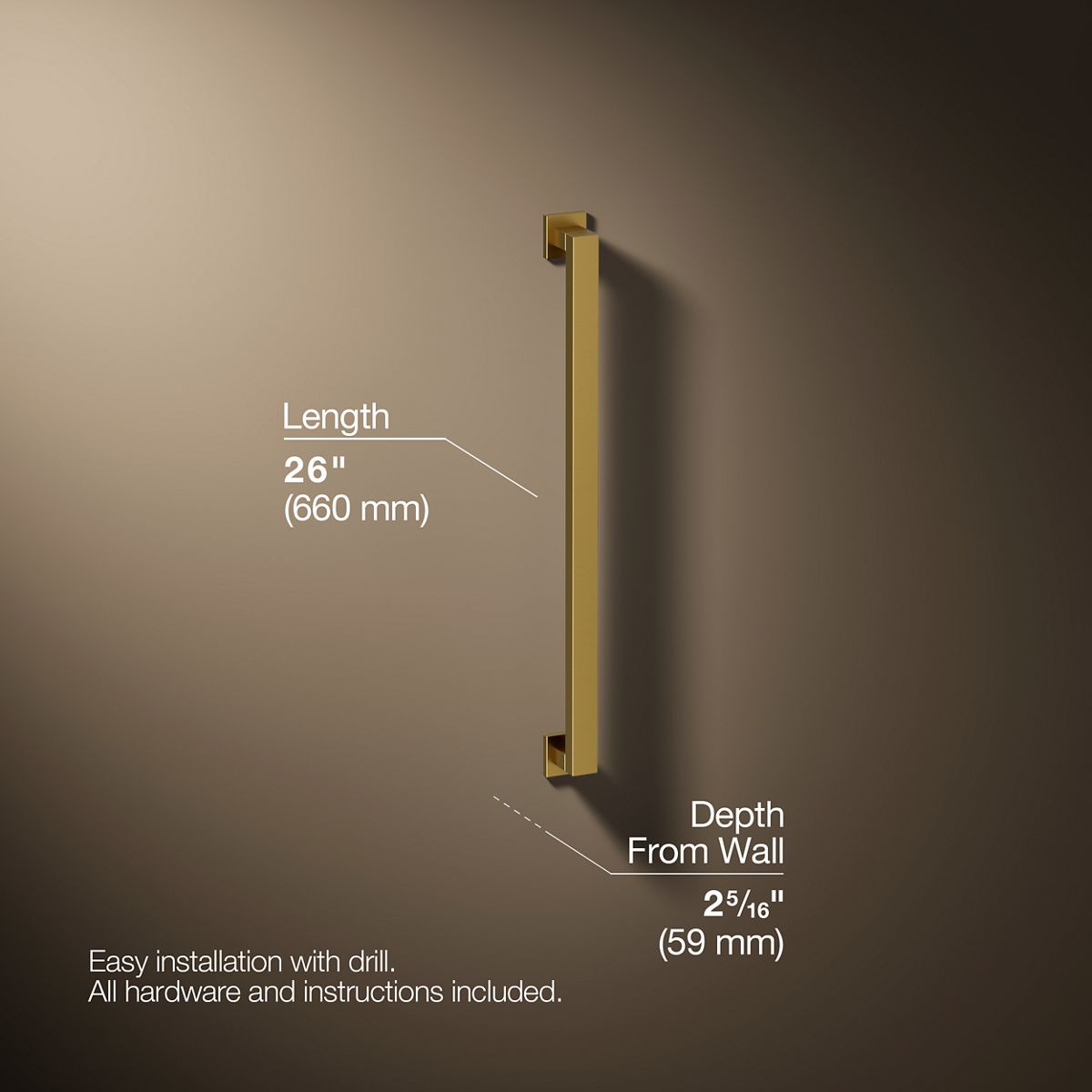 Square 24" grab bar