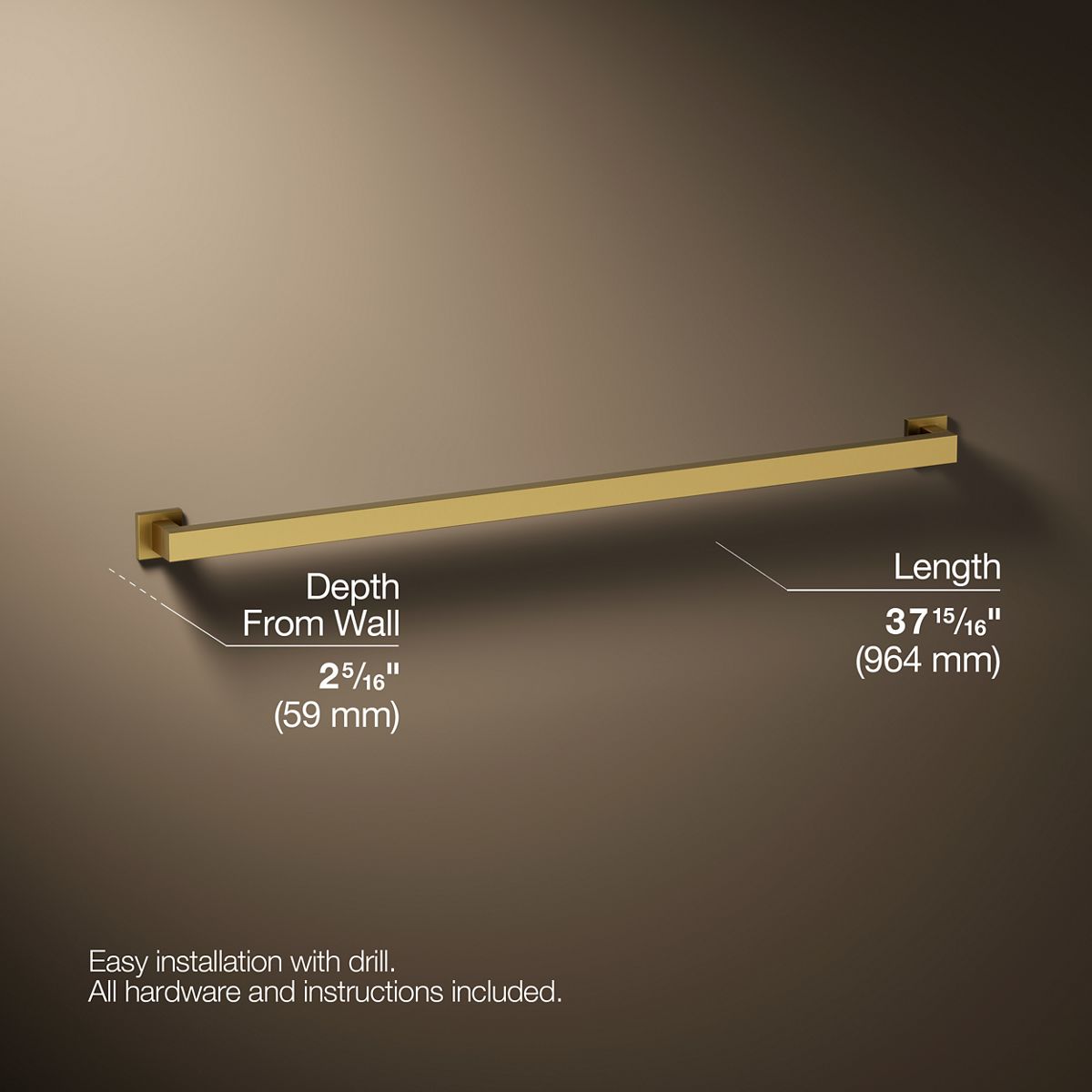 Square 36" grab bar