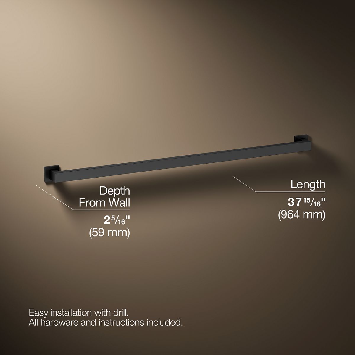 Square 36" grab bar