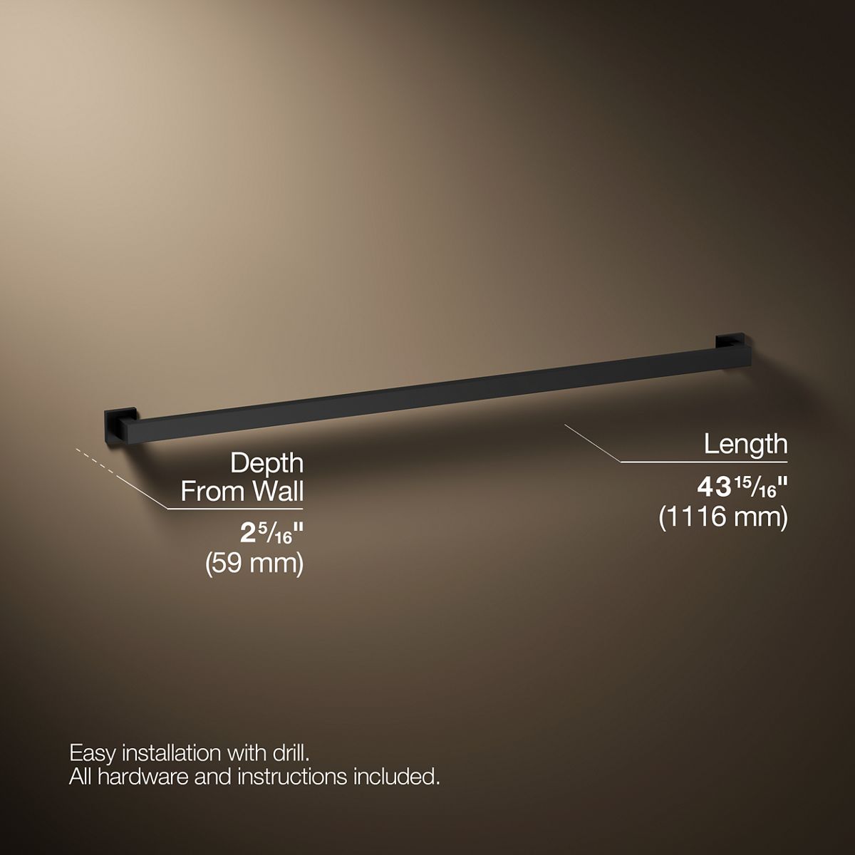 Square 42" grab bar