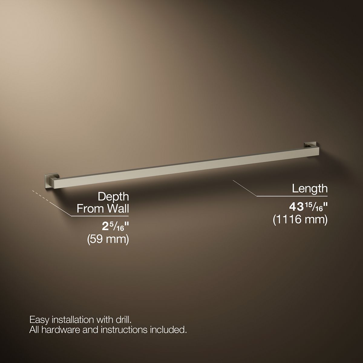 Square 42" grab bar