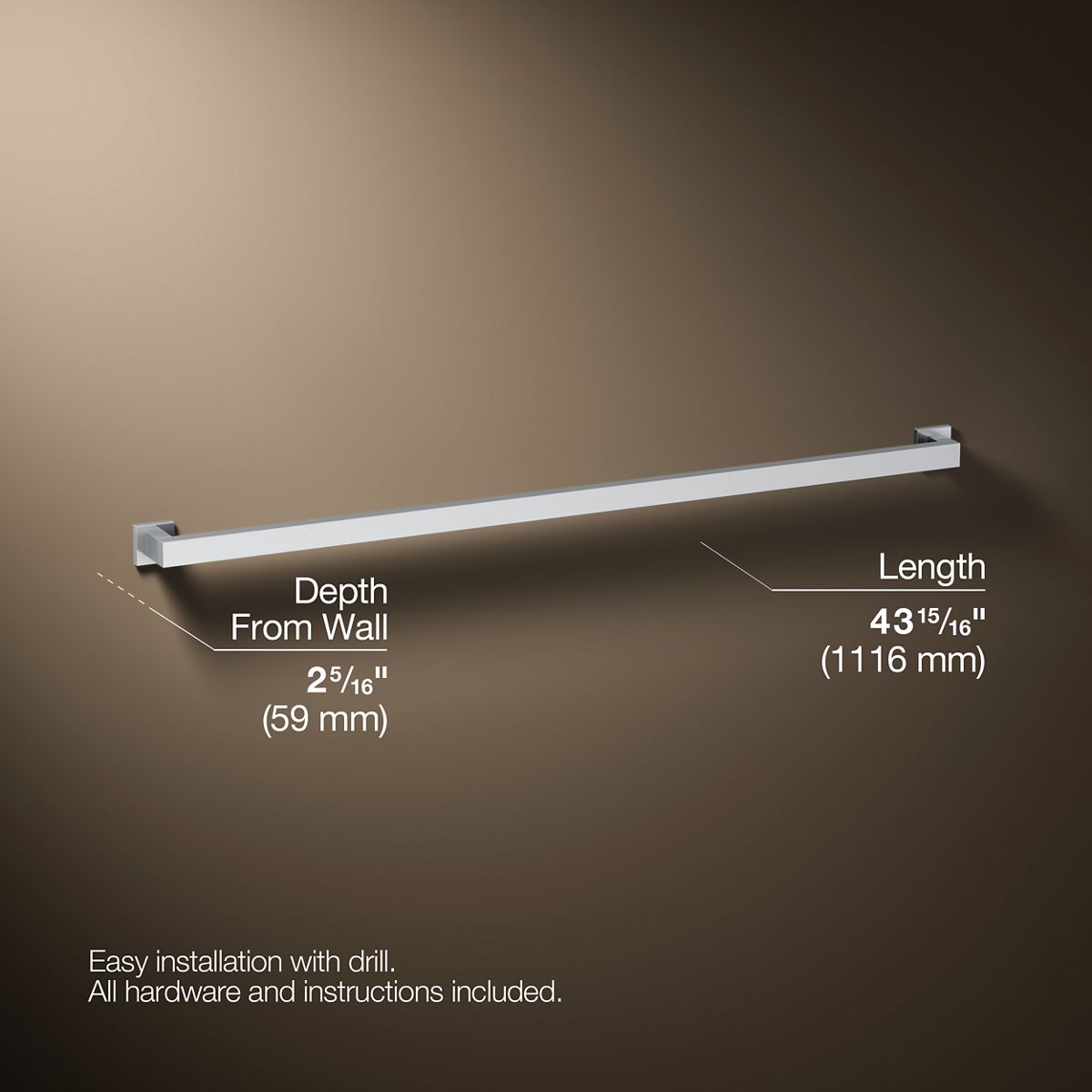 Square 42" grab bar
