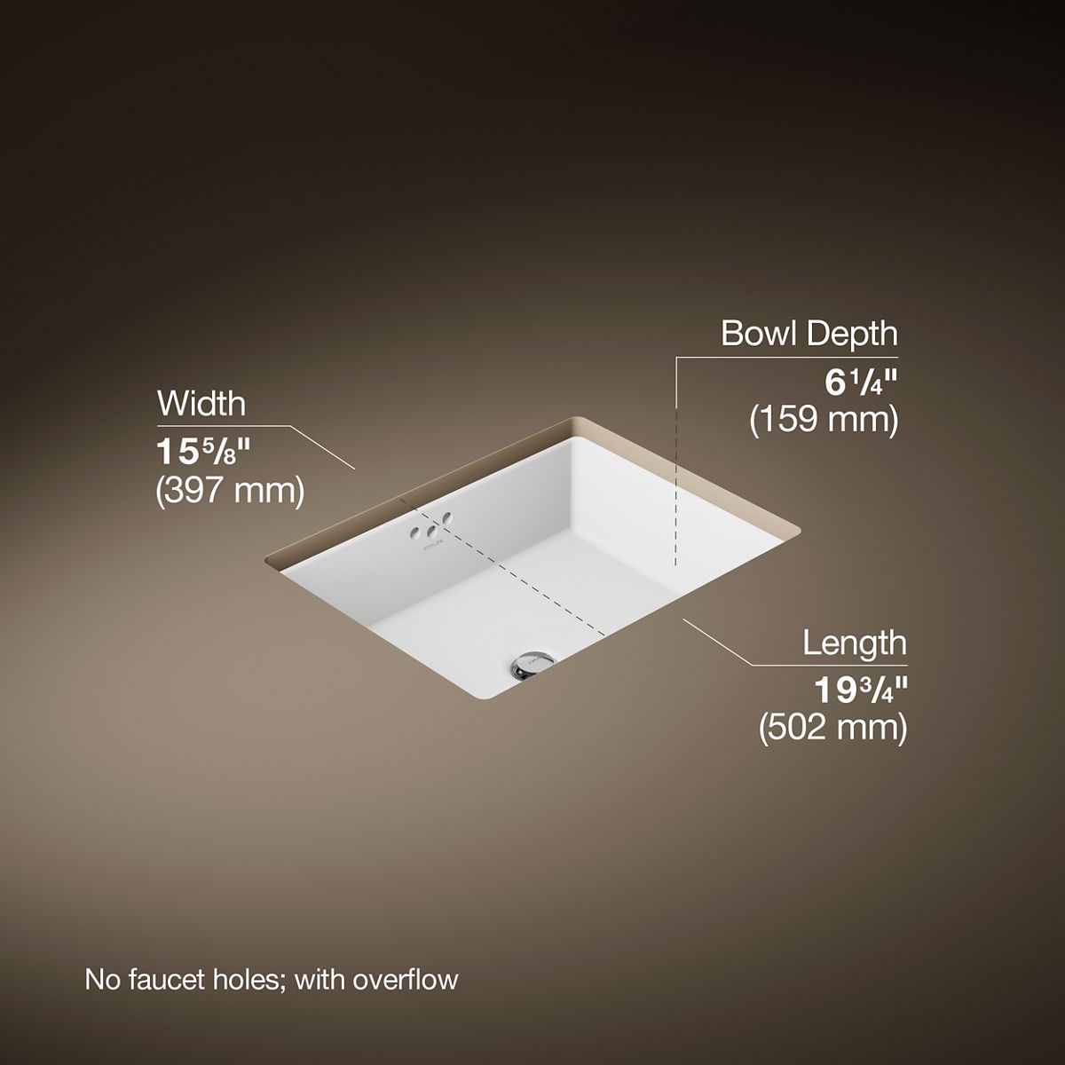 Kathryn® 19-3/4" rectangular undermount bathroom sink with glazed underside