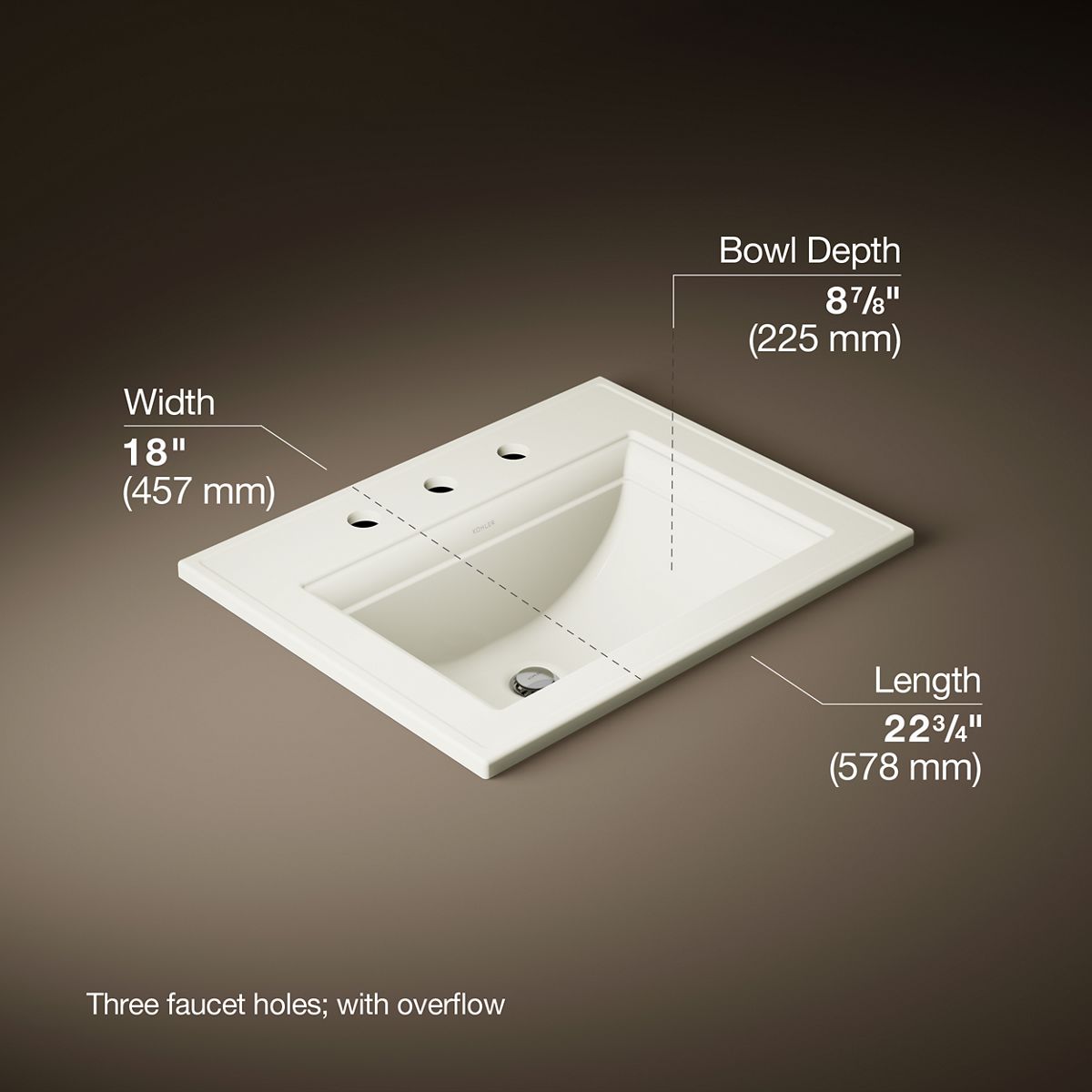Memoirs® Stately 22-3/4" rectangular drop-in bathroom sink