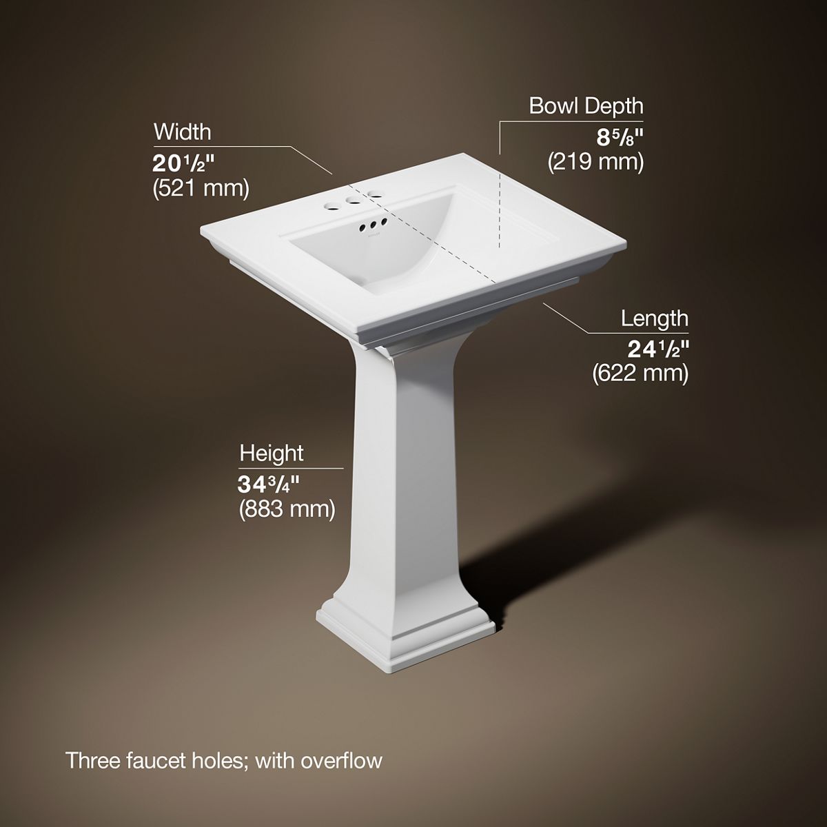 Memoirs® Stately 25" rectangular pedestal bathroom sink