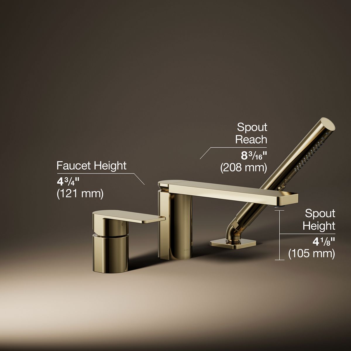 Parallel® Deck-mount bath faucet with handshower