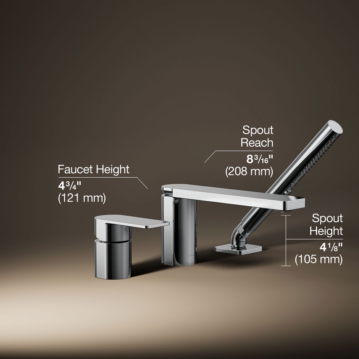 Parallel® Deck-mount bath faucet with handshower